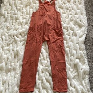 Burnt orange Lounge romper with pockets